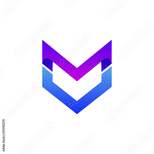 Letter m and u logo design