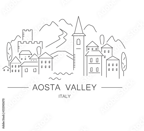 Aosta valley, valle d'aosta illustration. 