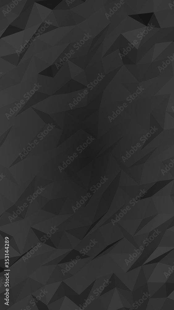 Black abstract background. Lowpoly backdrop. Gloomy crumpled paper. Vertical orientation. 3D illustration Black abstract background. Lowpoly backdrop. Gloomy crumpled paper. Vertical orientation. 3D illustration