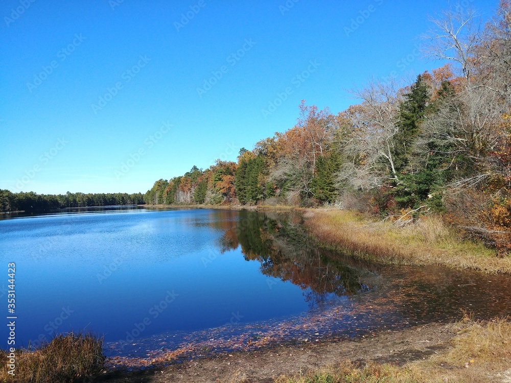 Scenic view of Batsto Lake in historic Batsto village, New Jersey Scenic view of Batsto Lake in historic Batsto village, New Jersey
