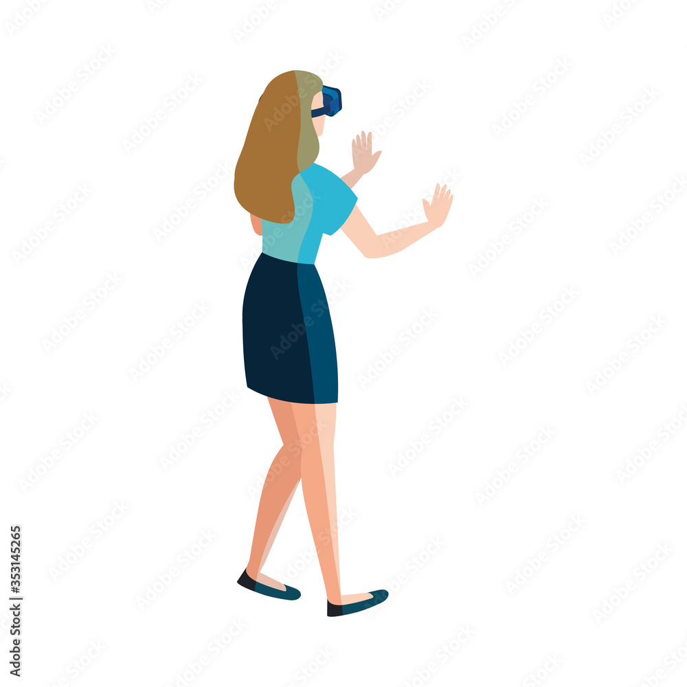 woman with glasses virtual reality on white background vector illustration design woman with glasses virtual reality on white background vector illustration design