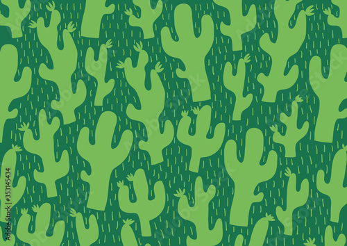 Green cactus pattern for home textiles  wallpaper  decoration