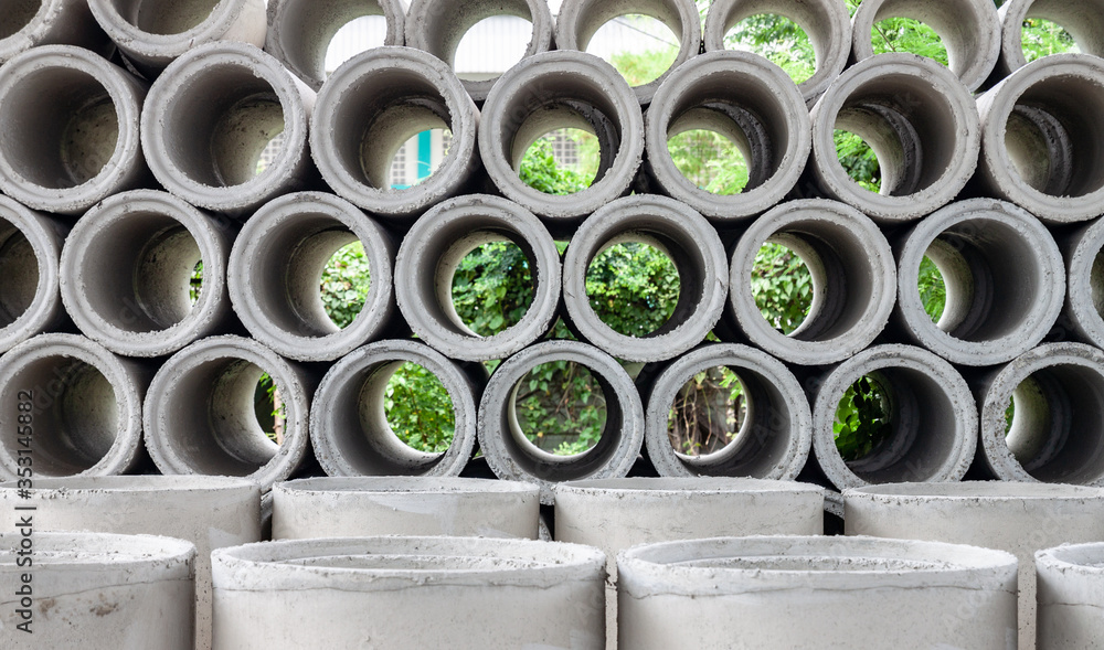 Cement pipes at cement industry production