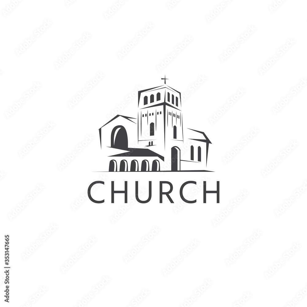 Simple template logo icon of the abstract church building.Vector illustration Simple template logo icon of the abstract church building.Vector illustration
