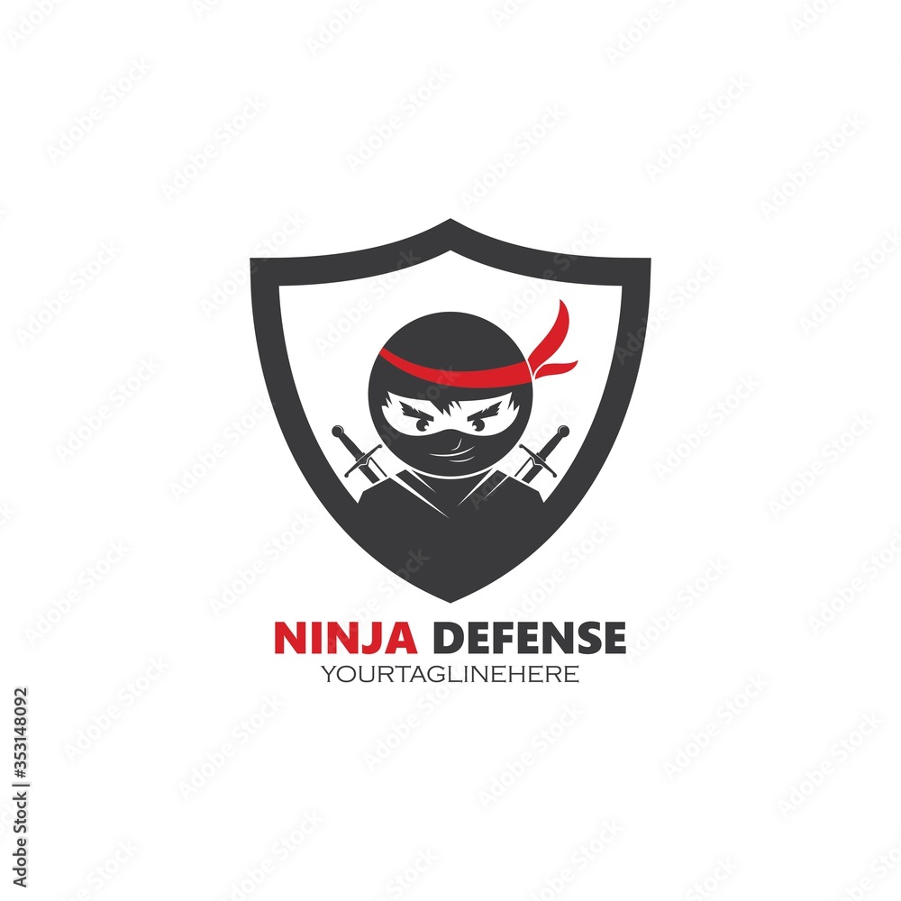 Fototapeta premium ninja defense logo template vector illustration