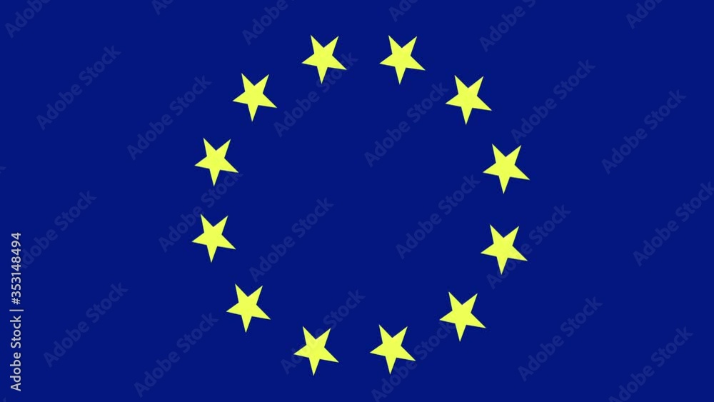 Symbol of the European Union of stars coming together. Yellow stars on a blue background. Animation. Symbol of the European Union of stars coming together. Yellow stars on a blue background. Animation.