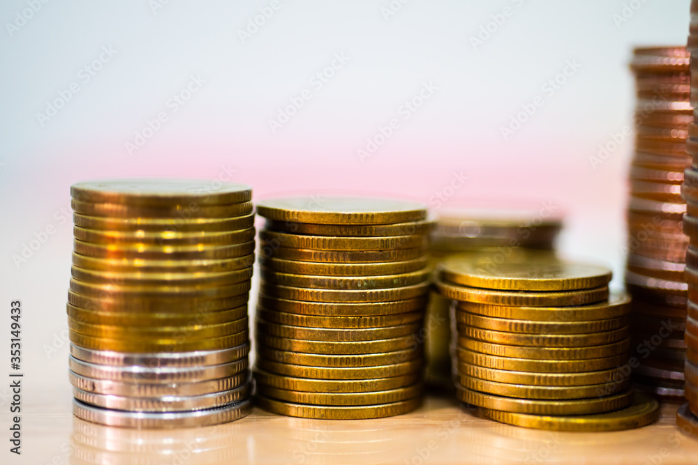 Group on coins in business concept. Group on coins in business concept.