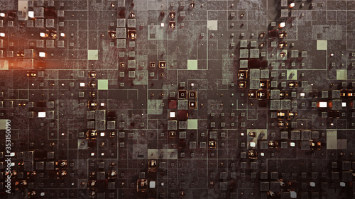 Futuristic wall with chaoti...