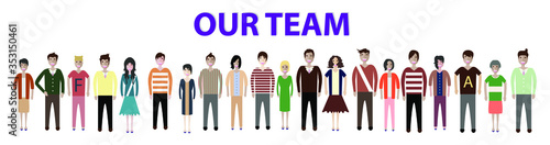Multiethnic group of working people standing together on white background, diversity and multiculturalism. Set of full body diverse business people. Working man and woman