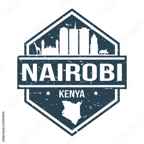 Nairobi Kenya Travel Stamp Icon Skyline City Design Tourism