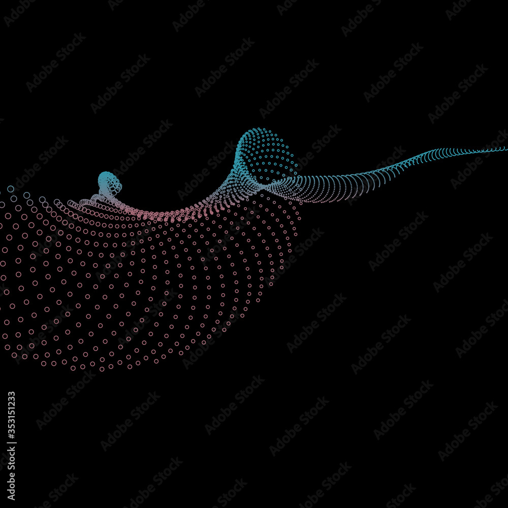 Graphic Wave, Splash of Circles, Information Stream. Illustration.