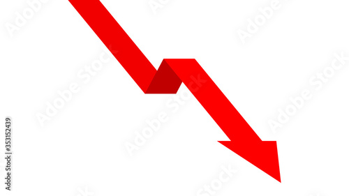 arrow red pointing down icon isolated on white background, graphic red  arrow flat symbol, red arrow modern pointing up for clip art, illustration arrow logo for direction business chart