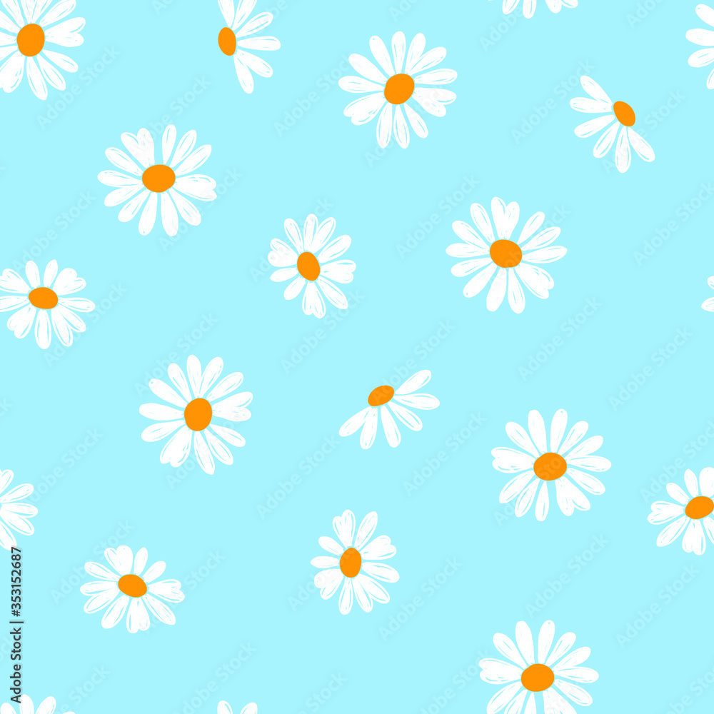 seamless pattern with white daisies 

