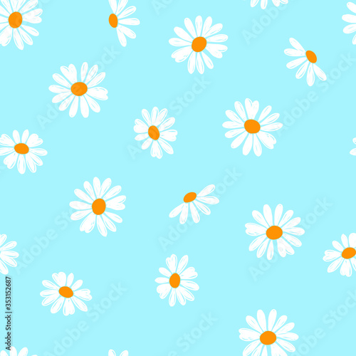 seamless pattern with white daisies 