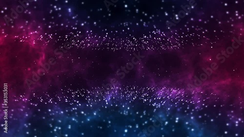 dramatic background of star formation with rays of light on a blue purple smoky background 4k animation