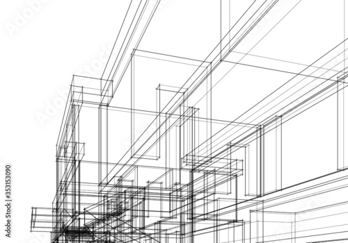 house building sketch architecture 3d illustration