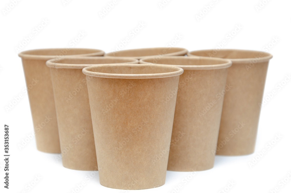 Brown paper cup for coffee, tea, a drink from environmental materials ...