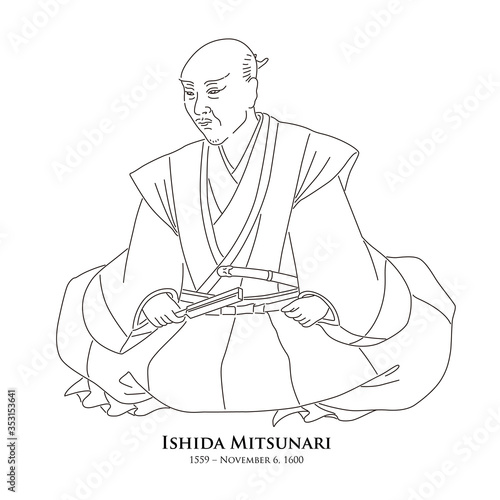 Quadro su tela 石田三成（1560 – 1600）　歴史上の人物　線画イラスト
