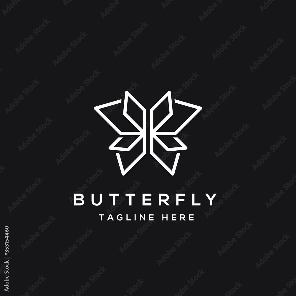 simple minimalist line butterfly logo design suitable for beauty or fashion company