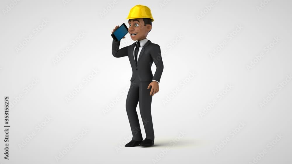 Fun 3D cartoon architect walking Fun 3D cartoon architect walking