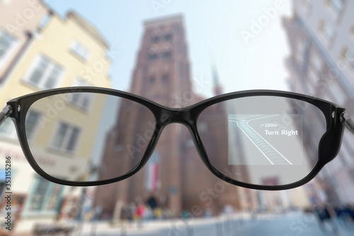 Maps app on smart glasses' lens showcase