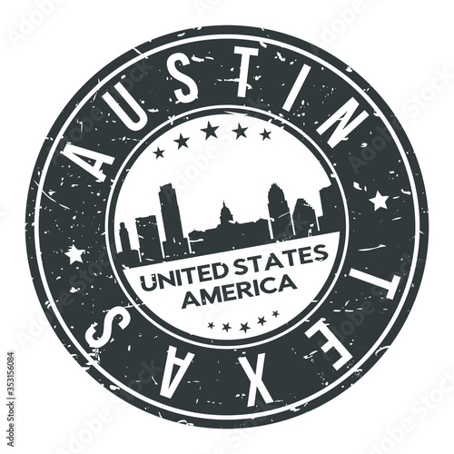 Austin Texas USA Stamp Logo Icon Symbol Design Skyline City