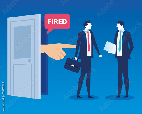 businessmen sad fired, dismissal, unemployment, jobless and employee job reduction concept