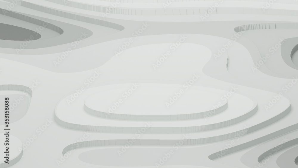 Fototapeta premium 3d rendering abstract white background. High and low surfaces arranged in layers Looks like a valley or a deep gorge.product display stand. Abstract mock up witch copy space for Showcase
