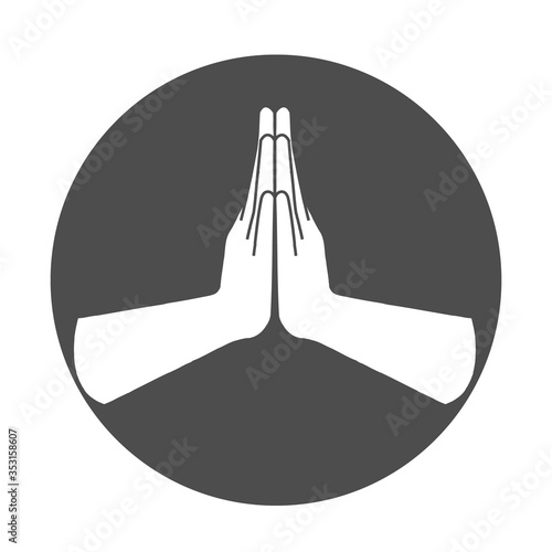 WAI ( Thai Greetings ) or Namaste icon because outbreak of COVID-19. Social Distancing Concept.
