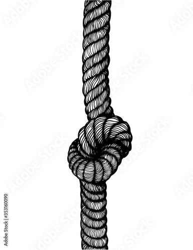 rope with knot on white background 