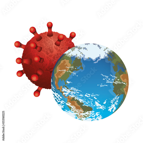 world planet earth with covid19 particles