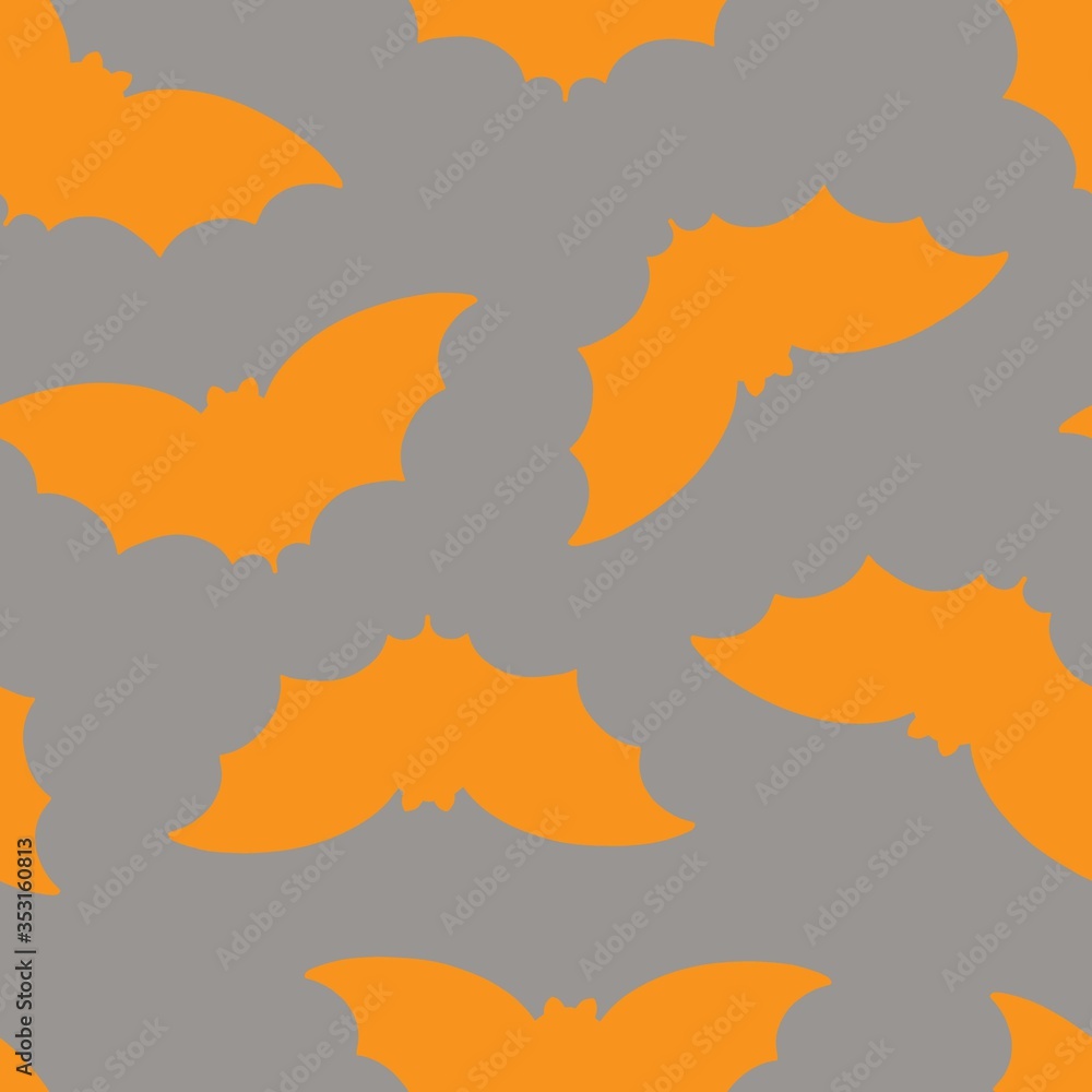 Repeat pattern vector illustration of a simple fancy Halloween bat animal, isolated object on the white background, clipart useful for halloween party decoration, hand drawn cartoon spooky character