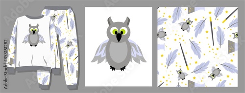 Funny print for baby clothes. Talking hat. Harry Potter movie character. A magical item. Wizard's clothes. T-shirt design. Vector illustration Ready-made textile design kit. Seamless pattern Harry Pot