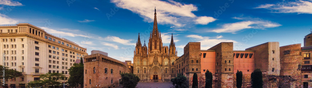Cathedral of Barcelona during Coronavirus pandemic. Catalonia,Spain