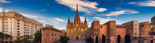 Cathedral of Barcelona during Coronavirus pandemic. Catalonia Spain