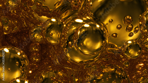 Canvas Print Substance of Golden Bubbles