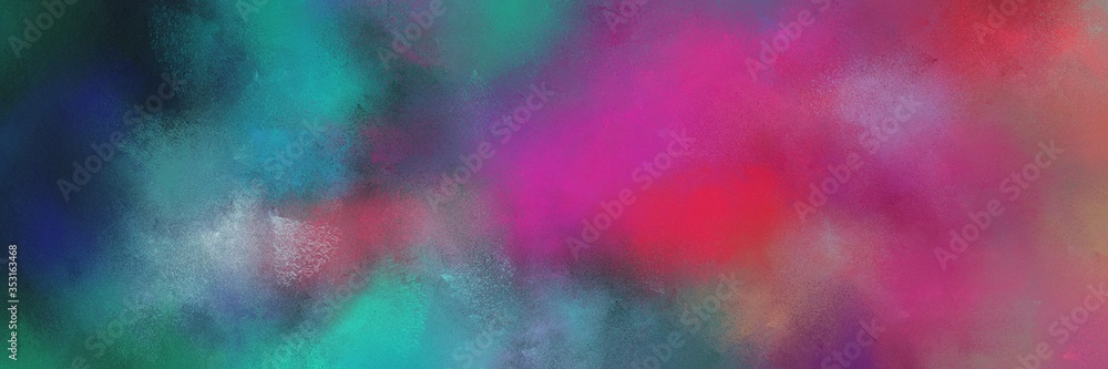 painted retro horizontal banner background  with antique fuchsia, dark slate gray and moderate pink color. can be used as header or banner
