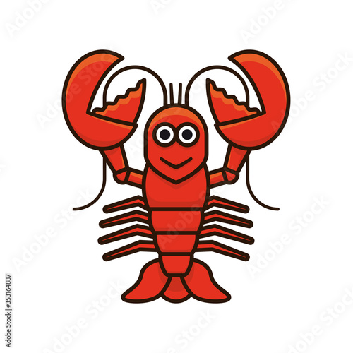 Cartoon lobster character isolated  vector illustration for Lobster Day on June 15th. Seafood and crustaceans symbol.