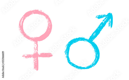 Isolated hand draw set of  female and male sign