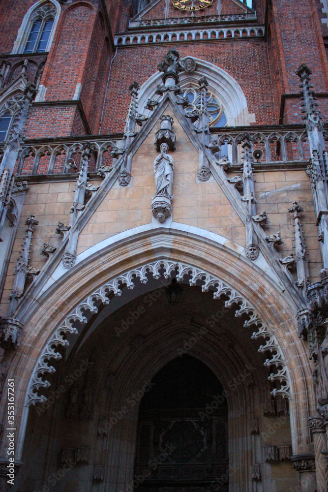 The Catholic Cathedral of St. John the Baptist in Wrocław, Poland. Gothic church with Neo-Gothic additions.