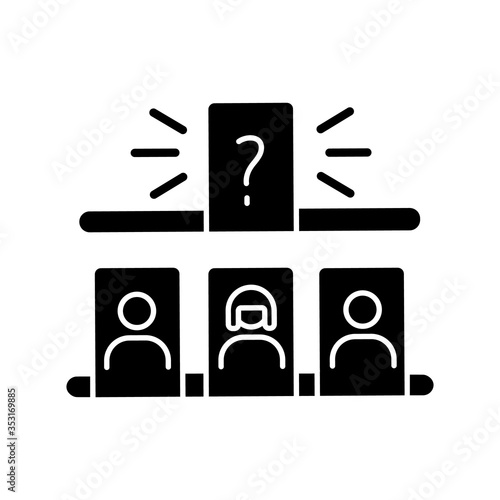Storytelling game black glyph icon. Entertaining family pastime, fun recreation. Game night activity silhouette symbol on white space. Play of creativity and imagination. Vector isolated illustration