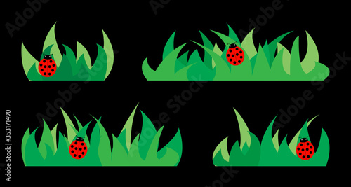 Set of silhouettes of green grass.
