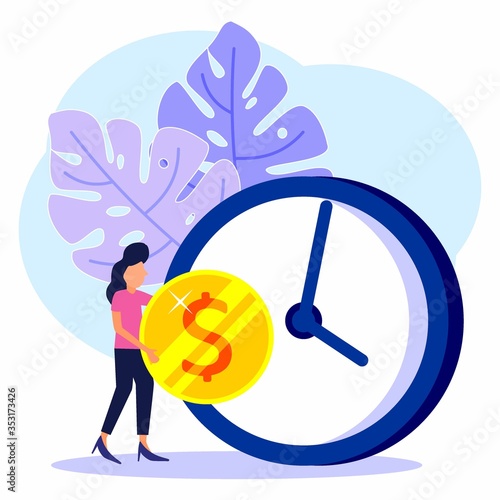 Time is money, business, and finance. Time management. Payment day, hour and money vector illustration-vector.