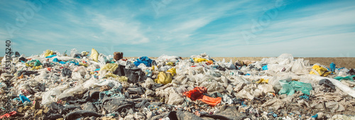 Obraz na plátně Waste dump concept, Pile of garbage, garbage dump , waste from household in wast