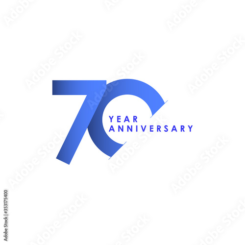 70 Years Anniversary Celebration Blue Gradient Vector Template Design Illustration