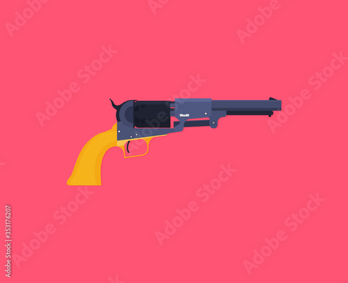 Flat vector illustration of antiquated American Gun.