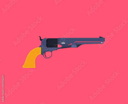 Flat vector illustration of antiquated American Gun.