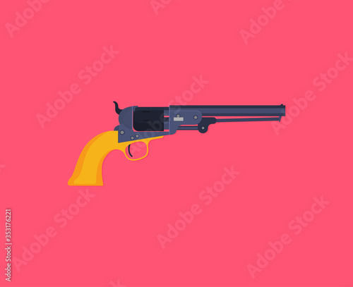 Flat vector illustration of antiquated American Gun.