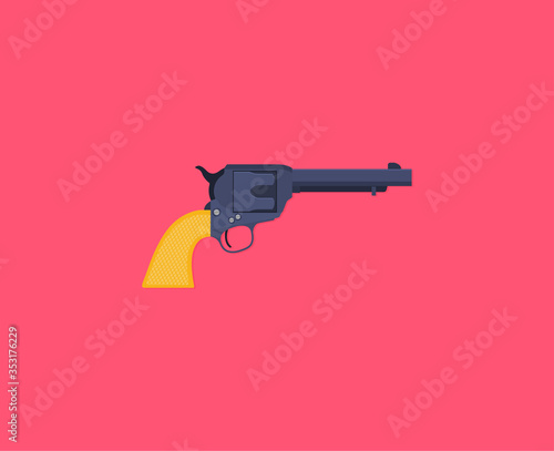 Flat vector illustration of antiquated American Gun.