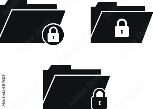 lock folder icon set. file locker icon